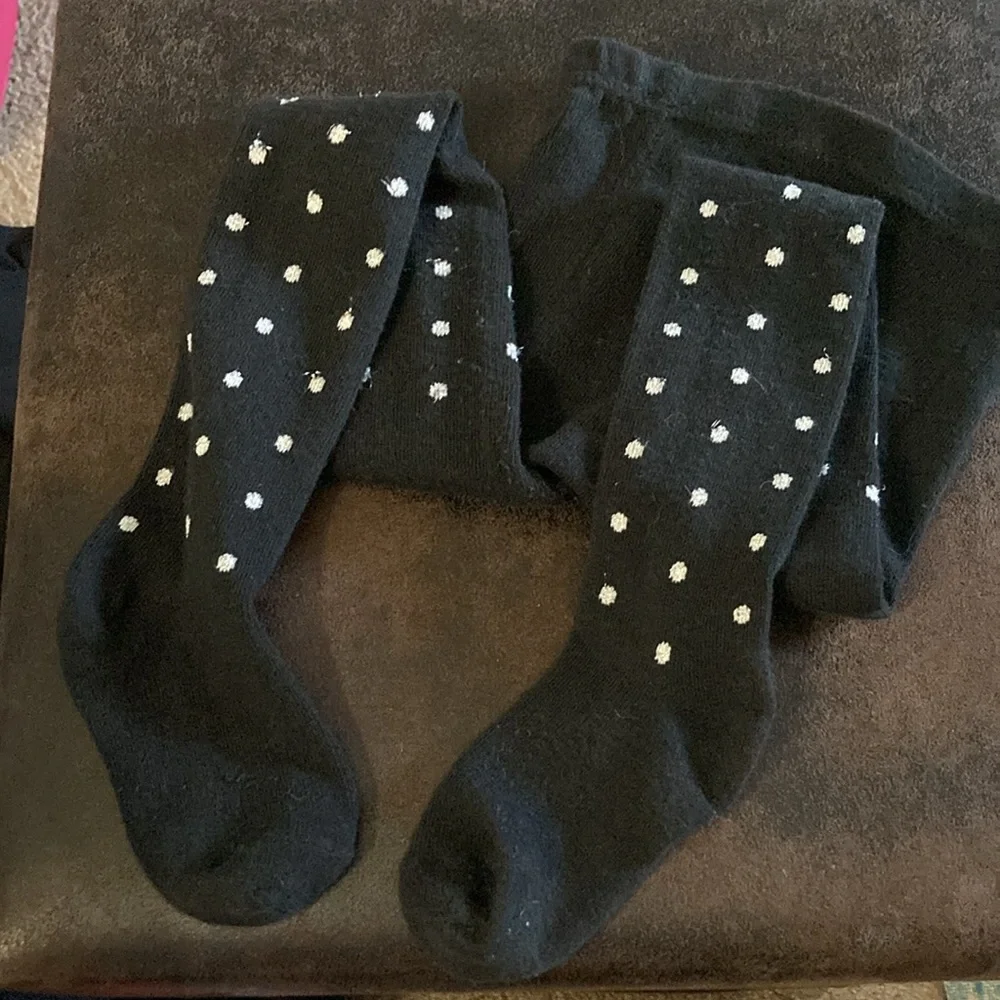 Sparkli polkadotted black sweater tights size 2t/3t